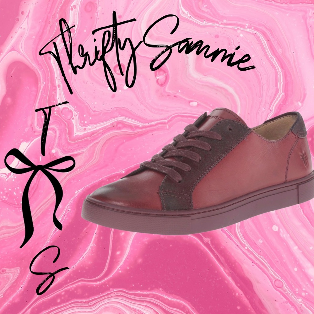 FRYE Womens Gemma Low Lace Fashion Sneaker Red Maroon 7M
